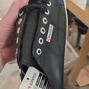 Superga Men's Black Sneakers with White Accents